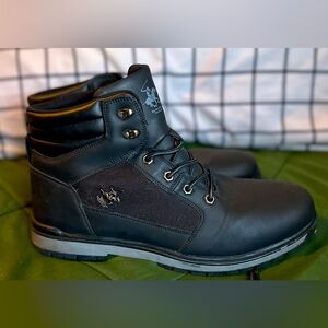 Ralph Lauren Polo all black high top sneakers with metal logo